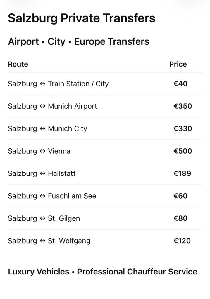 Salzburg Private transfers